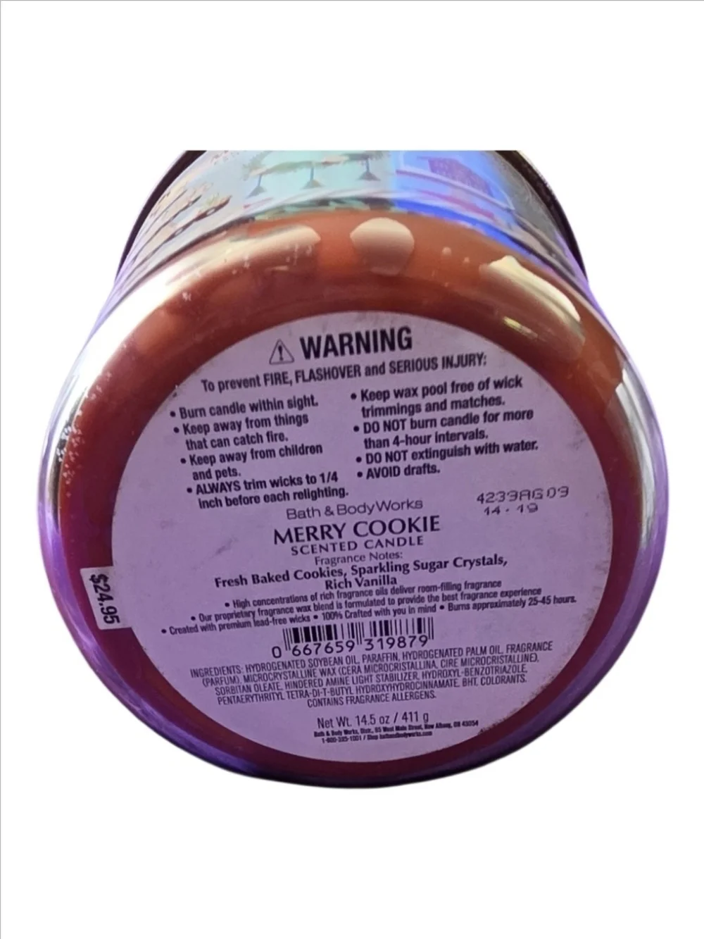 Bath & Body Works Merry Cookie Candle - Purple & Gold